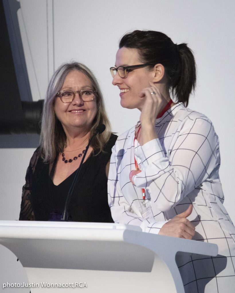 Award Coordinator Landon Mackenzie (left) and 2018 jury member Jennifer Lefort (right)